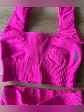 FP Movement by Free People Neon Pink Seamless Sports Bra & shorts set